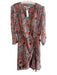 Veronica Beard Size 4 Red & Multi Silk Semi Sheer Long Sleeve Floral Print Dress Red & Multi / 4