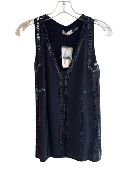 Ramy Brook Size XS Black Silk Beaded V Neck Sleeveless Top Black / XS