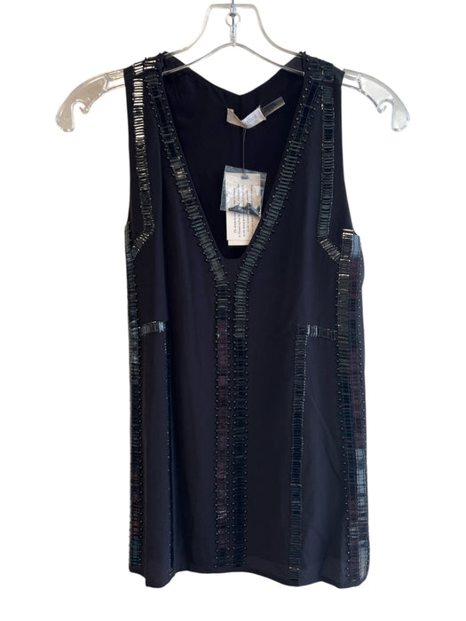 Ramy Brook Size XS Black Silk Beaded V Neck Sleeveless Top Black / XS