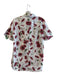 Adam Lippes Size 4 White & Pink Cotton Collared Button Up Short Sleeve Top White & Pink / 4