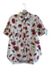 Adam Lippes Size 4 White & Pink Cotton Collared Button Up Short Sleeve Top White & Pink / 4