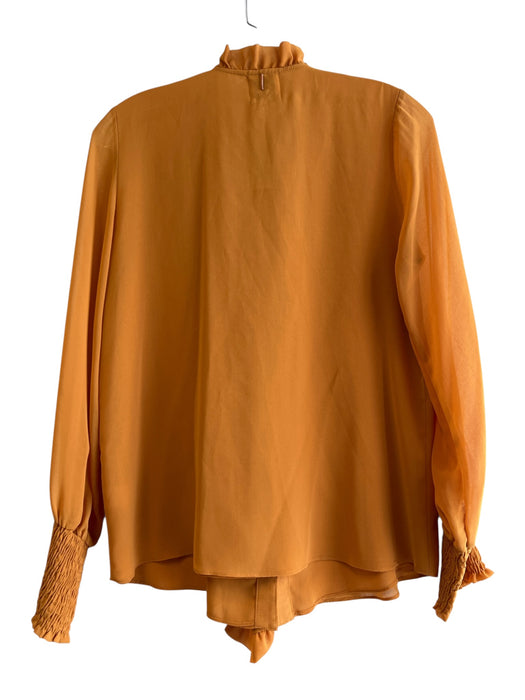 Misa Size XS Mustard Yellow Viscose ruffles Long Sleeve Button Down Top Mustard Yellow / XS