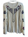 Louise Misha Size Large Cream Viscose Long Sleeve Embroidered Half Button Top Cream / Large