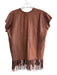 Ulla Johnson Size S Brown Calf Leather V Neck Short Sleeve Fringe Top Brown / S