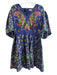 Givenchy Size 36 Navy & Green Cotton floral print V Neck Wide Sleeves Dress Navy & Green / 36