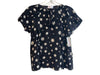 Red Valentino Size XS Black & White Silk V Neck Short Sleeve Ruffle Detail Top Black & White / XS