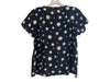 Red Valentino Size XS Black & White Silk V Neck Short Sleeve Ruffle Detail Top Black & White / XS