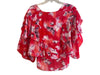 IRO Size 36 Red & White Silk & Linen V Neck Abstract Print Half Sleeve Top Red & White / 36