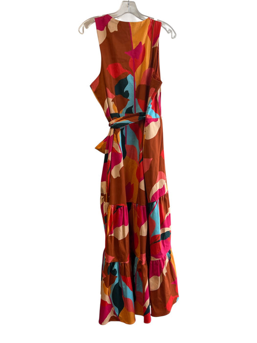 Hutch Size Large Rust, Pink & Mulit Cotton Blend Abstract Print Tiered Dress Rust, Pink & Mulit / Large