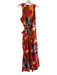 Hutch Size Large Rust, Pink & Mulit Cotton Blend Abstract Print Tiered Dress Rust, Pink & Mulit / Large