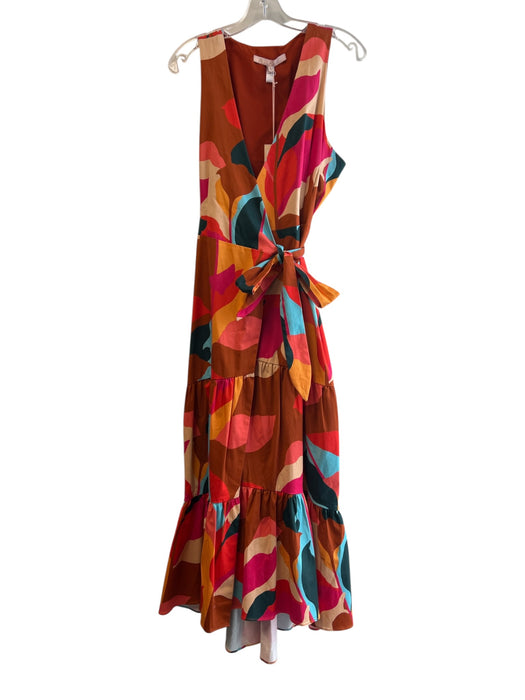 Hutch Size Large Rust, Pink & Mulit Cotton Blend Abstract Print Tiered Dress Rust, Pink & Mulit / Large