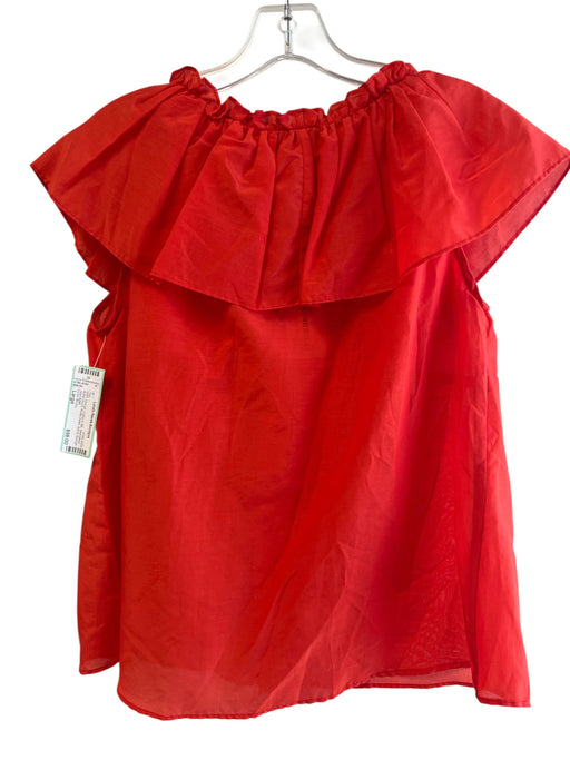 Inclan Studio Size Large Orange Cotton & Silk Sleeveless Button Down Top Orange / Large