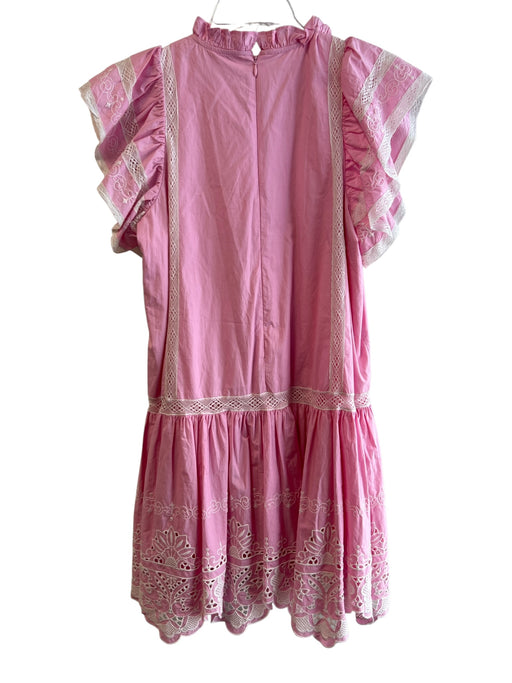 Love The Label Size Medium Pink & White Cotton Embroidered Back Zip Dress Pink & White / Medium