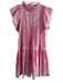 Love The Label Size Medium Pink & White Cotton Embroidered Back Zip Dress Pink & White / Medium