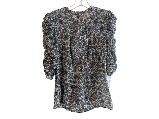 Veronica Beard Size 2 Navy & Brown Silk All Over Print Half Ruched Sleeve Top Navy & Brown / 2
