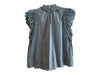 Sea New York Size 4 Teal Gray Cotton Keyhole Back Tiered Ruffle Detail Top Teal Gray / 4