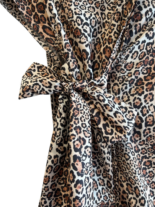Ann Mashburn Size XS Black & Tan Polyester Drop Cap Sleeve Animal Print Dress Black & Tan / XS