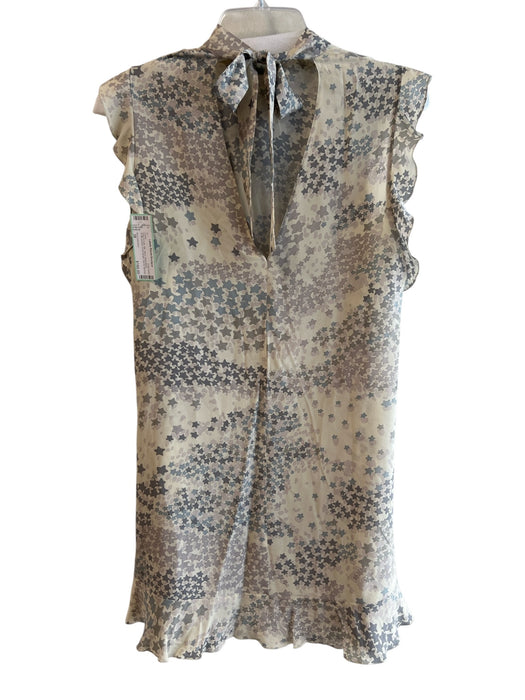 Red Valentino Size 38 Gray & multi Silk Stars Sleeveless Ruffle Accent Dress Gray & multi / 38