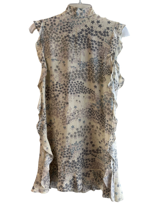Red Valentino Size 38 Gray & multi Silk Stars Sleeveless Ruffle Accent Dress Gray & multi / 38