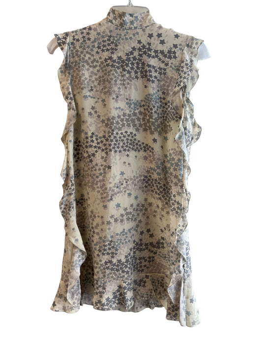 Red Valentino Size 38 Gray & multi Silk Stars Sleeveless Ruffle Accent Dress Gray & multi / 38