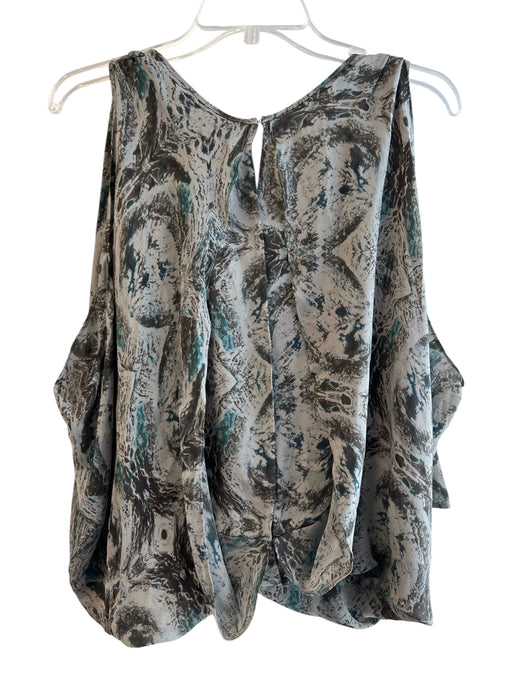 Robert Rodriguez Size 4 Gray & Teal Silk Sleeveless V Neck All Over Print Top Gray & Teal / 4