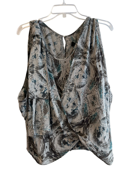 Robert Rodriguez Size 4 Gray & Teal Silk Sleeveless V Neck All Over Print Top Gray & Teal / 4