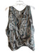 Robert Rodriguez Size 4 Gray & Teal Silk Sleeveless V Neck All Over Print Top Gray & Teal / 4
