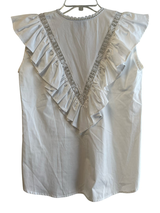 Mi Golondrina Size Small White No Fabric Tag Sleeveless Round Split Neck Top White / Small