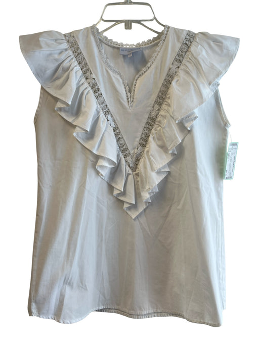 Mi Golondrina Size Small White No Fabric Tag Sleeveless Round Split Neck Top White / Small