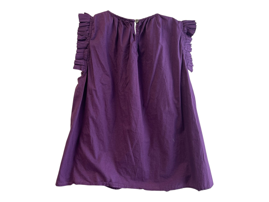 Sea New York Size 6 Purple Cotton Sleeveless Ruffles Keyhole Back high neck Top Purple / 6