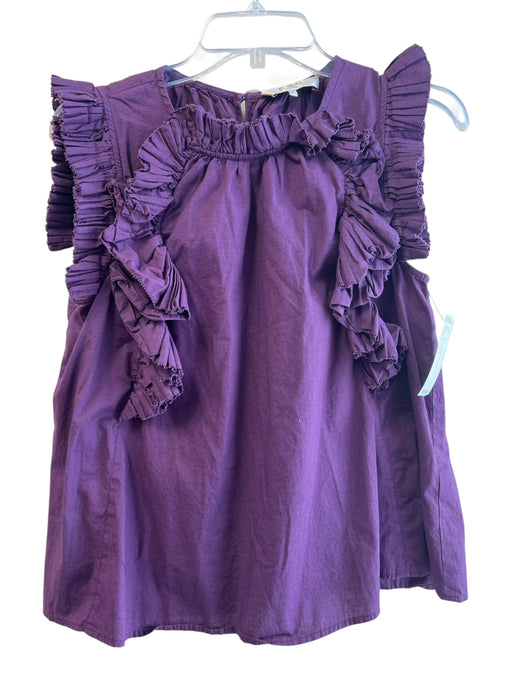 Sea New York Size 6 Purple Cotton Sleeveless Ruffles Keyhole Back high neck Top Purple / 6