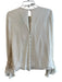 Cinq a Sept Size XS Ivory Silk Long Sleeve Ruching Front Round Neck Lined Top Ivory / XS