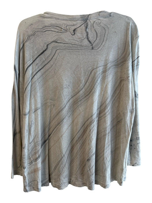 Raquel Allegra Size 1 Gray Linen Blend Long Sleeve Round Neck Marble Print Top Gray / 1