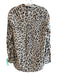 A.L.C. Size 0 Beige & Black Silk Long Sleeve Collared Animal Print Top Beige & Black / 0