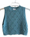 Misa Size Small Teal Blue Cotton & Cashmere Knit Sleeveless Round Neck Crop Top Teal Blue / Small