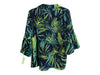 Joseph Ribkoff Size 14 Black & Green Polyester 3/4 Sleeve Palm Leaf V Neck Top Black & Green / 14