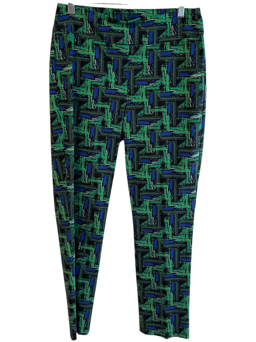 Joseph Ribkoff Size 10 Blue & Green Rayon Elastic Waist Abstract Print Pants Blue & Green / 10