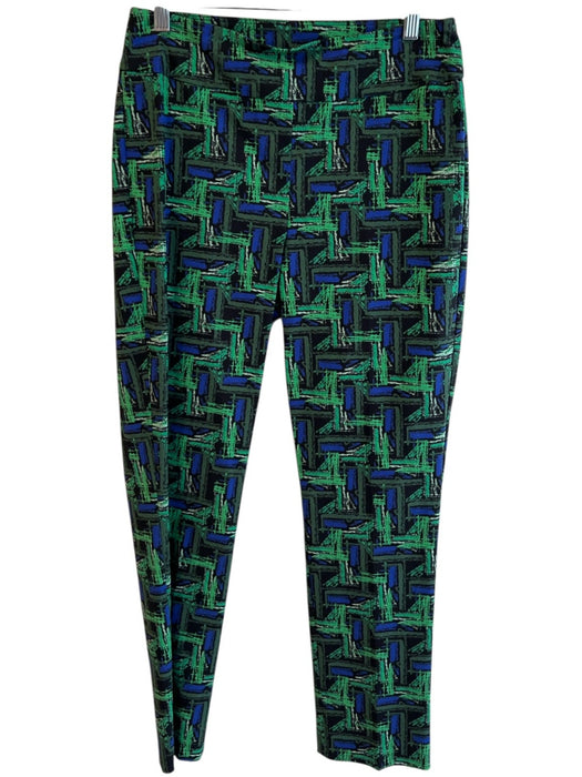 Joseph Ribkoff Size 10 Blue & Green Rayon Elastic Waist Abstract Print Pants Blue & Green / 10