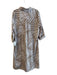 Joseph Ribkoff Size 16 Tan & White Nylon Blend All Over Print Button Down Dress Tan & White / 16