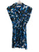 Karina Grimaldi Size Large Blue, Black & White Linen Sleeveless Collared Jumper Blue, Black & White / Large