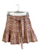 Kivari Size 6 melon & cream Cotton All Over Print Pockets Belt Ruffle Hem Skirt melon & cream / 6