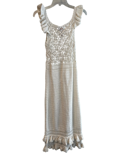 Cleobella Size XS Ivory Cotton Hand Crochet Slip Inc Midi Sleeveless Dress Ivory / XS