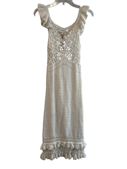 Cleobella Size XS Ivory Cotton Hand Crochet Slip Inc Midi Sleeveless Dress Ivory / XS