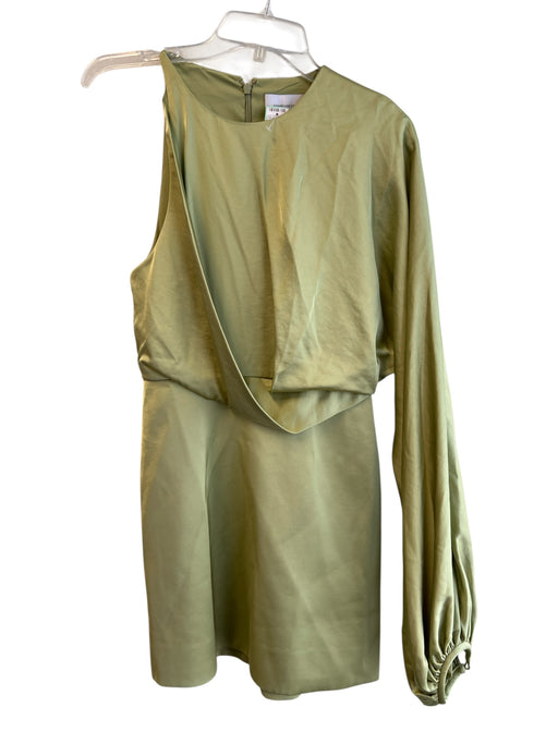 Significant Other Size 4 Apple Green Viscose One Shoulder Long Sleeve Dress Apple Green / 4