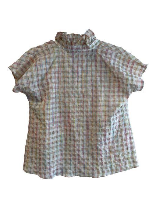 Never a Wallflower Size XS Red, Yellow & Blue Cotton Cap Sleeve Neon Plaid Top Red, Yellow & Blue / XS