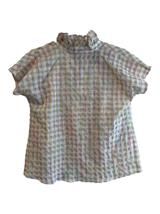 Never a Wallflower Size XS Red, Yellow & Blue Cotton Cap Sleeve Neon Plaid Top Red, Yellow & Blue / XS