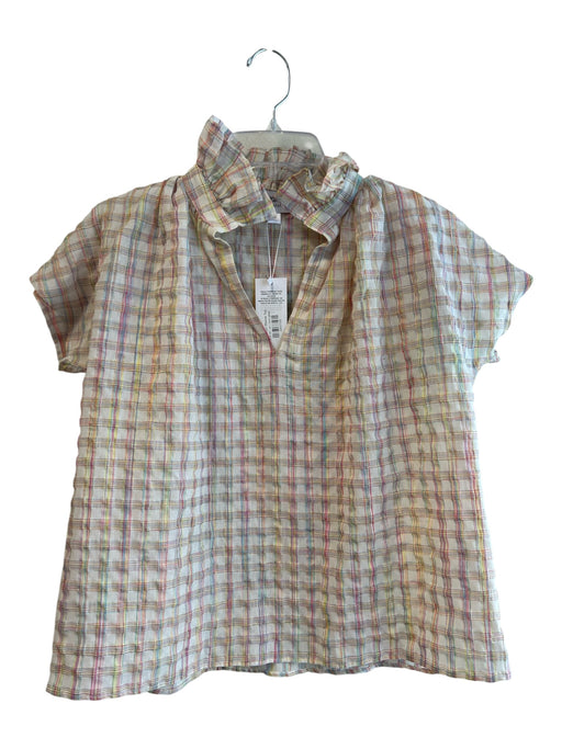 Never a Wallflower Size XS Red, Yellow & Blue Cotton Cap Sleeve Neon Plaid Top Red, Yellow & Blue / XS