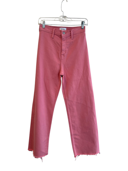 Pistola Size 24 Dark Pink Cotton Back Pocket Zip Fly High Waist Raw Hem Jeans Dark Pink / 24