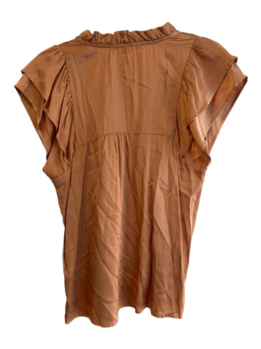 Melissa Nepton Size S/P Rust Viscose round split neck Pleats Top Rust / S/P