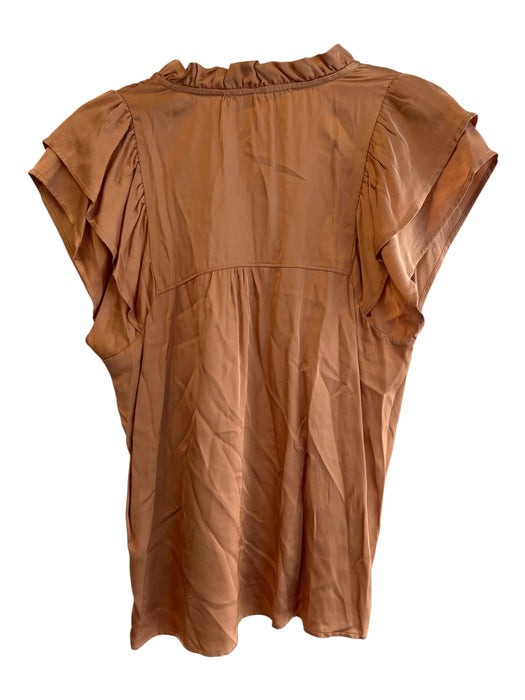Melissa Nepton Size S/P Rust Viscose round split neck Pleats Top Rust / S/P